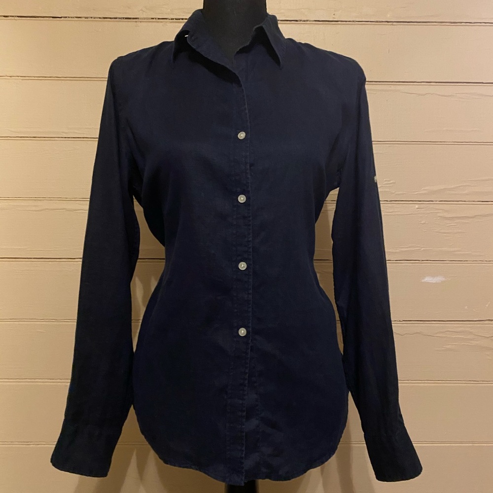 Ralph Lauren navy blue linen button down SZ small